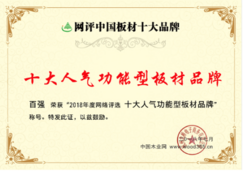 殊荣不断 百强板材斩获“十大人气功能型永乐娱乐在线”称号