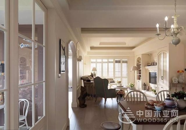165㎡美式乡村风格效果图,拱形门、文化砖、百叶窗