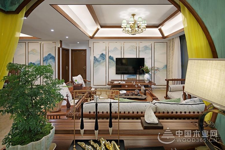 现代和传统巧妙结合,135平米大户型新中式装修效果图