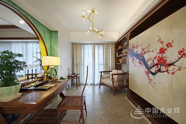 现代和传统巧妙结合,135平米大户型新中式装修效果图