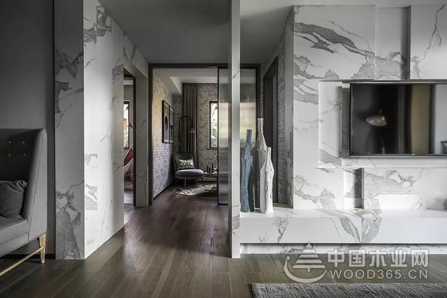 灰度世界一抹绿,92平米现代风格两房一厅装修效果图