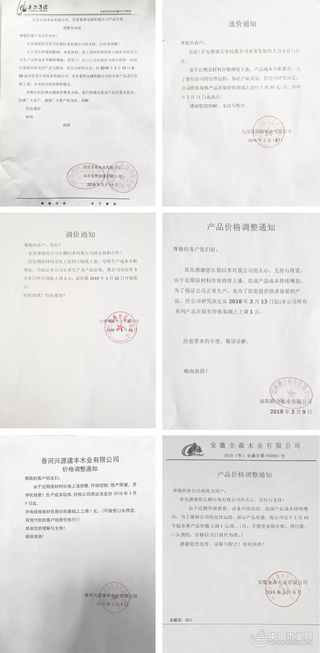 人造板涨价格局已定 多家板材企业出台涨价通知(附各地涨价情况一览)